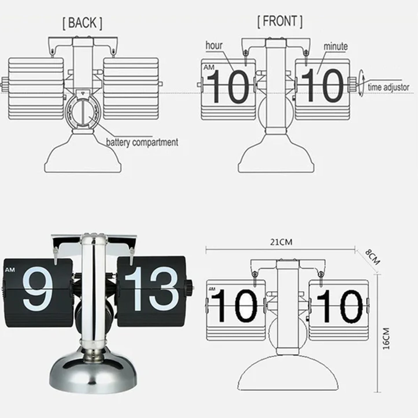 Flipping table clock